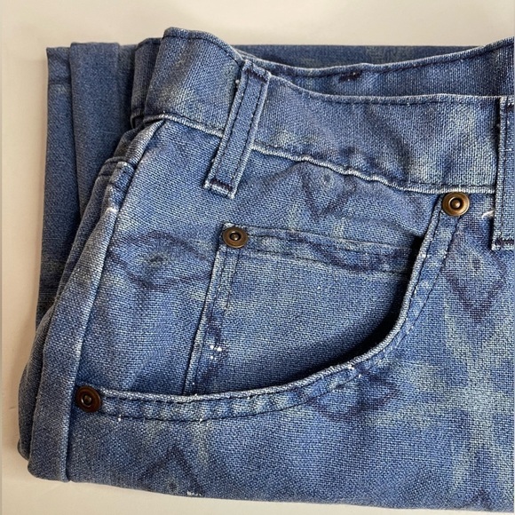 Vintage Sostanza Made in USA Distress Denim Shorts Aztec Pattern | Size 38 Men’s - Picture 8 of 8